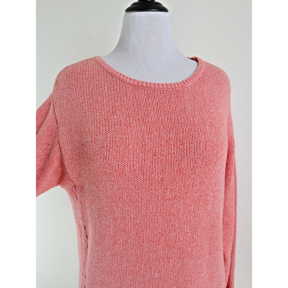J Jill Size L Missy Cotton Knit Pullover Sweater Crew Neck Pink - Picture 8 of 10
